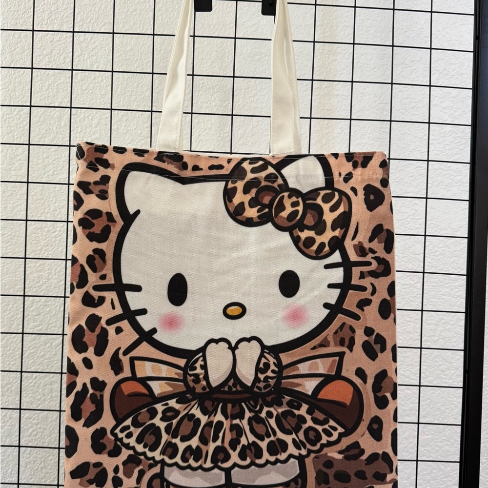 Hello Kitty Leopard Print Canvas Tote Bag